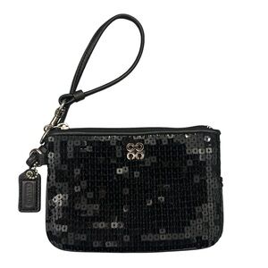 Coach Black Sequin Small Mini Glam Evening Wear Wristlet